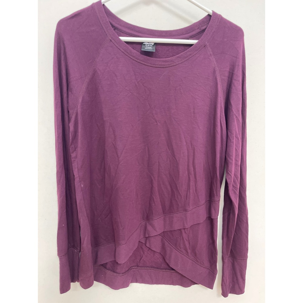 Avia Womens Purple Long Sleeve Activewear Top Crossover Hem Size M 8-10